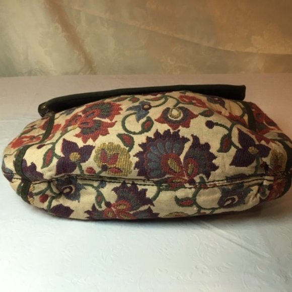 FOSSIL Vintage-Styled Embroidered Fabric Saddle Shoulder Bag 14"x11" - Picture 3 of 16